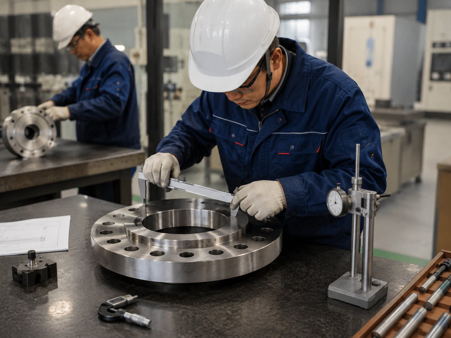 Dimensional inspection of a finished flange